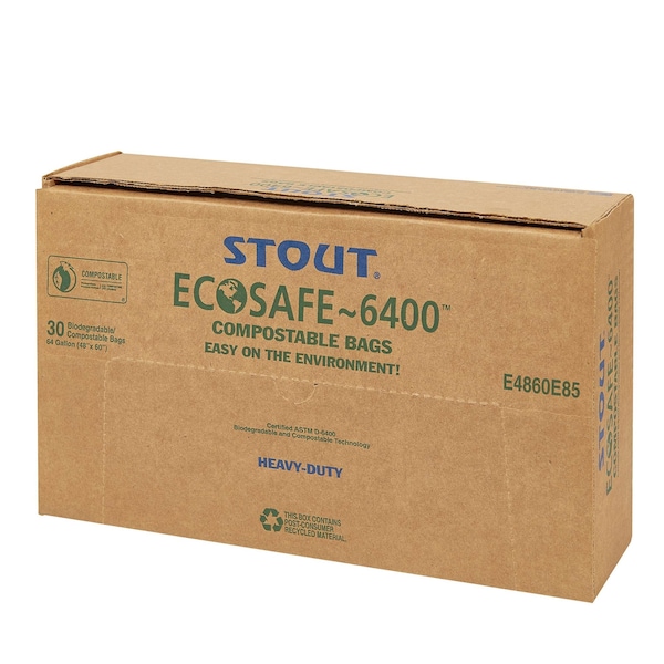 Stout By Envision 64 gal Trash Bags, Green, 48 PK - E4860E85