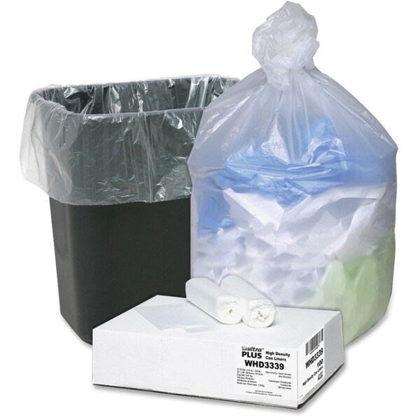 Webster 33 gal Trash Bags, M, 0.43 mil (11 Micron), Natural, 100 PK - WBIWHD3339