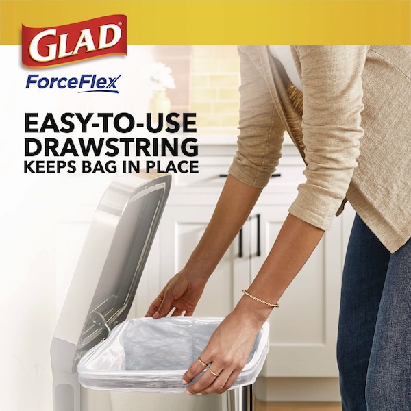 Glad 13 gal Trash Bags, 24 in x 27.38 in, Extra Heavy-Duty, .95 Mil, White, 240 PK - 78900