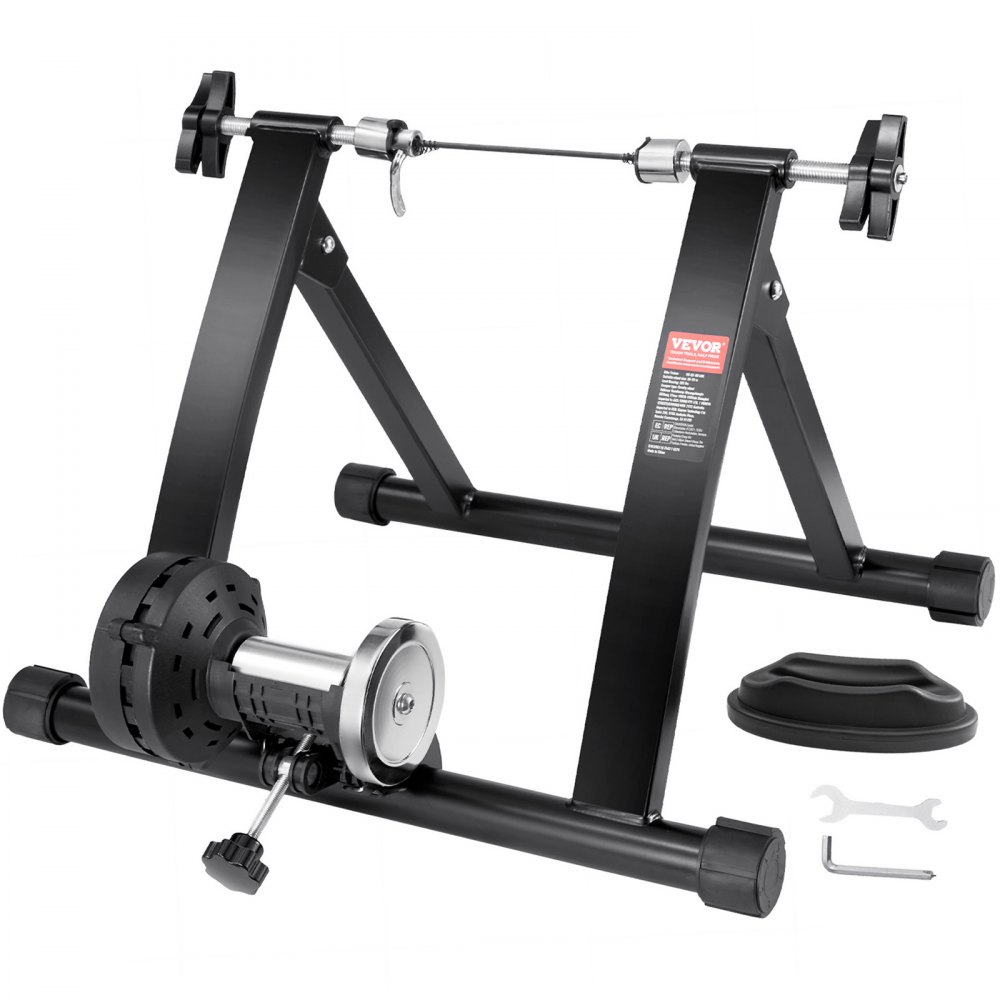 VEVOR Bike Trainer Stand, Magnetic Stationary Bike Stand for 26"-29" Wheels, Noise Reduction Flywheel Motor, Protable Cycling for Indoor Riding Exercise, with Quick-Release Lever & Front Wheel Riser - XLJCDZLLDJBDEH8CXV0