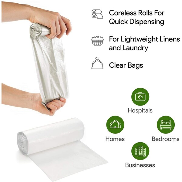 Proheal 40-45 Gallon Clear Trash Bags, 75 Count - Large - High Density, 19 Microns 3 Coreless Rolls, 75PK - 016-LN160-75PK