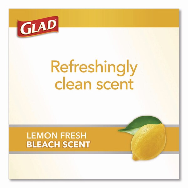 Glad Medium Drawstring Trash Bags w/Clorox, 8gal, Lemon Bleach Scent, 0.74 mil, 23inx21.63in, Gray, 26PK - 79316