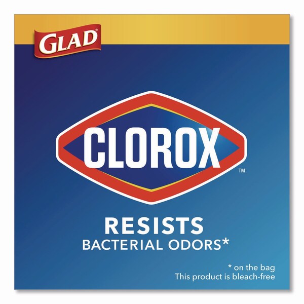 Glad Medium Drawstring Trash Bags w/Clorox, 8gal, Lemon Bleach Scent, 0.74 mil, 23inx21.63in, Gray, 26PK - 79316