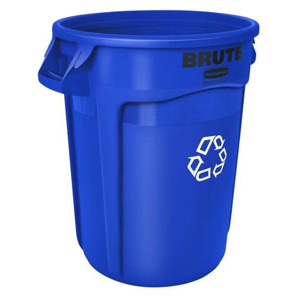 Rubbermaid Commercial 20 gal Round Recycling Bin, Open Top, Blue, Polyethylene, 1 Openings - FG262073BLUE