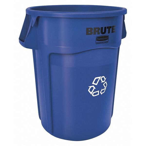 Rubbermaid Commercial 44 gal Round Recycling Bin, Open Top, Blue, Polyethylene, 1 Openings - FG264307BLUE