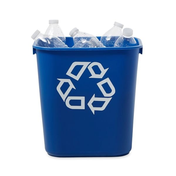 Rubbermaid Commercial Recycling Wastebasket, Blue, 3 1/4 gal Capacity, 10 1/2 in W, 12 in H, Recycle Symbol - FG295573BLUE