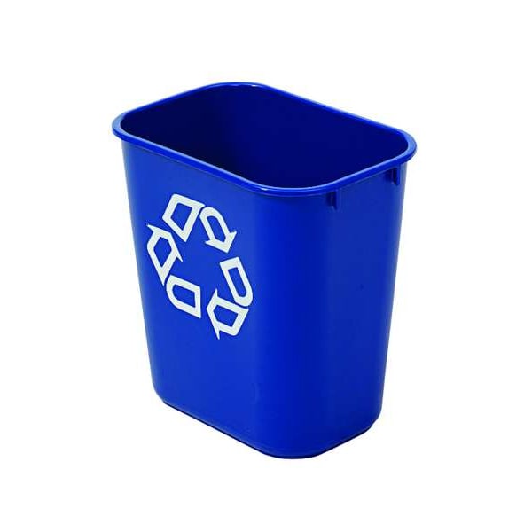 Rubbermaid Commercial Recycling Wastebasket, Blue, 3 1/4 gal Capacity, 10 1/2 in W, 12 in H, Recycle Symbol - FG295573BLUE