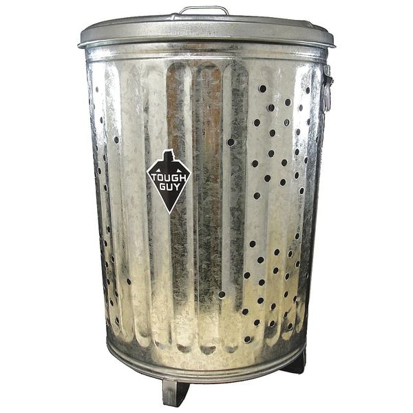 Zoro Select 20 gal Round Recycling Bin, Flat Top, Silver, Steel, 1 Openings - RB20K