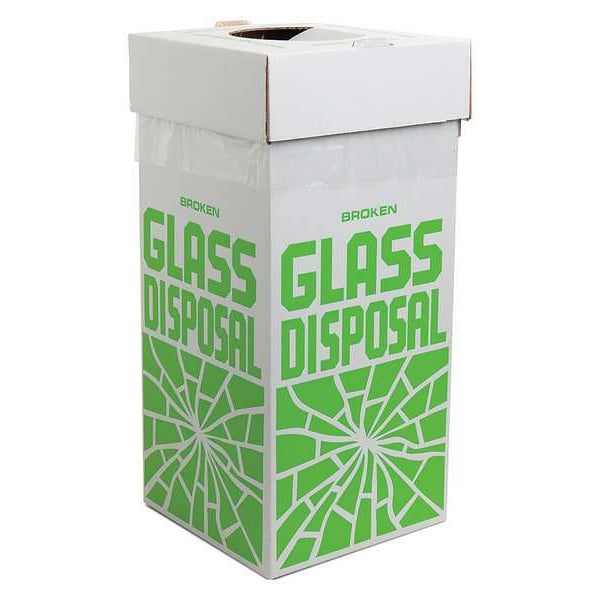 Sp Scienceware Square Recycling Bin, White, 12" Dia, Corrugated Cardboard - F24653-0001
