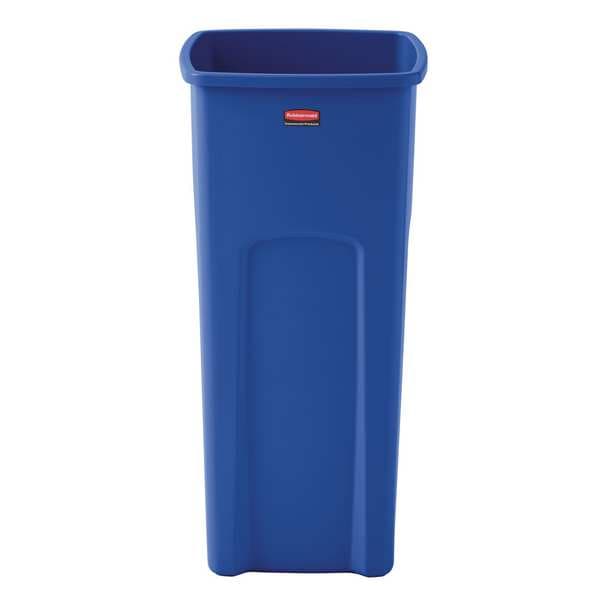 Rubbermaid Commercial 23 gal Square Recycling Bin, Open Top, Bronze Vein/Satin Brass, Plastic, 1 Openings - FG356973BLUE