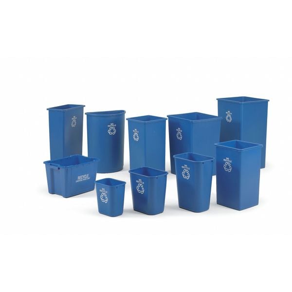 Rubbermaid Commercial 23 gal Square Recycling Bin, Open Top, Bronze Vein/Satin Brass, Plastic, 1 Openings - FG356973BLUE