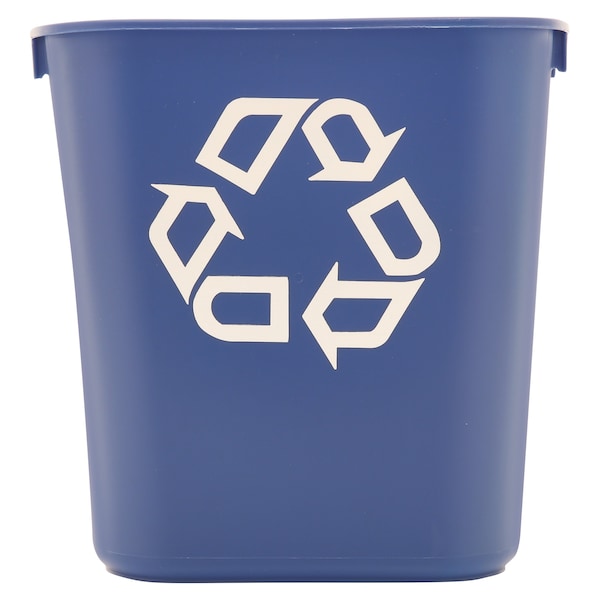 Rubbermaid Commercial 13.63 qt. Desk Recycling Container, Satin Black/Satin Alum, Plastic - FG295573BLUE