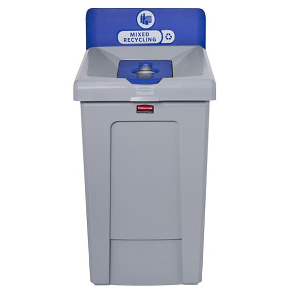 Rubbermaid Commercial 33 gal Rectangular Recycle Station, Flat with Top Opening, Blue, 1 Openings - 2171557