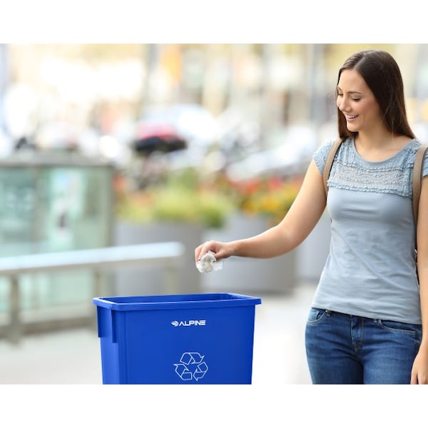 Alpine Industries 23 Gallon Blue Slim Recycle Bin - ALP477-R-BLU 