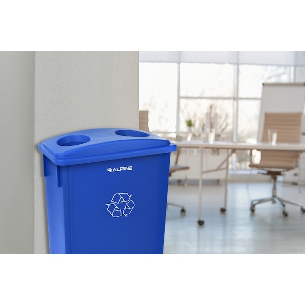Alpine Industries 23 Gallon Blue Slim Recycle Bin - ALP477-R-BLU 