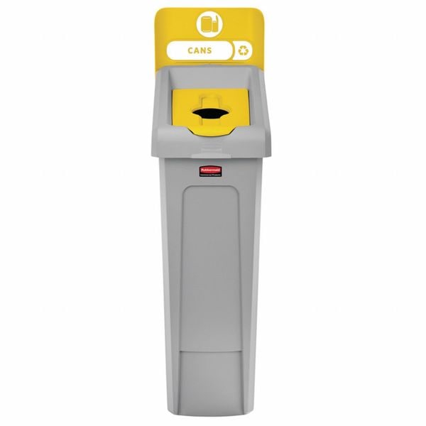 Rubbermaid Commercial 23 gal Rectangular Recycling Station, Flat with Top Opening, Silver Vein/Satin Alum, 1 Openings - 2185052