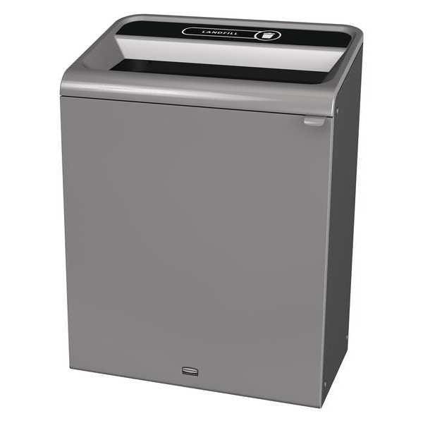 Rubbermaid Commercial 45 gal Rectangular Recycling Bin, Open Top, Gray, Steel, 1 Openings - 1961507