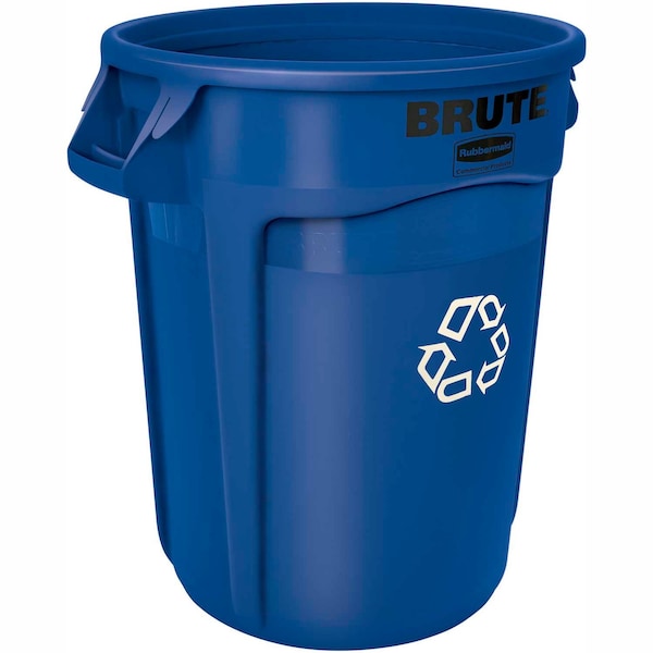 Rubbermaid Round Multi Purpose Recycling Can, Blue, Plastic - FG262073BLUE