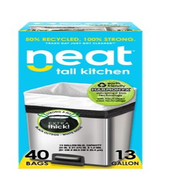 Aluf Plastics 13 gal Neat Tall Kitchen Drawstring Trash Bags - NEAT-13G-40FE