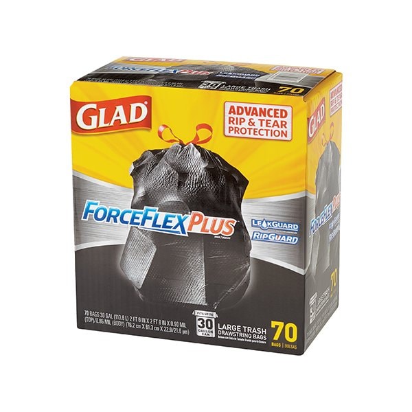 Glad Glad ForceFlex Trash Bags - 30 Gallon, Black, 70PK - BUY00029851