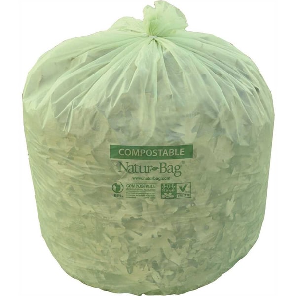 Natur-Bag 58 Gal. 38 in. x 58 in. Green Compostable Trash Can Liner, 100PK - NT1025-X-00035