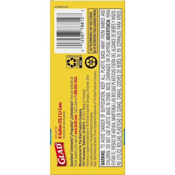 Glad Glad Febreze 4 gal Fresh Scent Trash Bags Quick Tie 26 pk 0.5 mil - 78812
