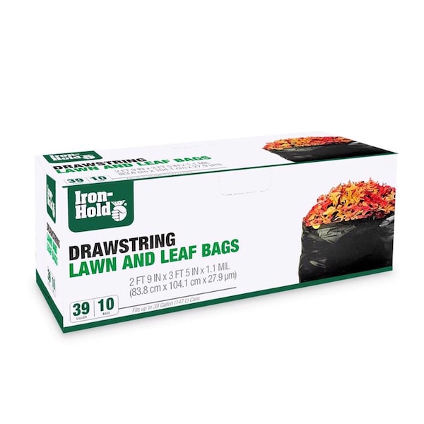 Iron-Hold Iron-Hold 39 gal Lawn & Leaf Bags Drawstring 10 pk - 618730