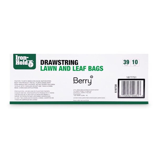 Iron-Hold Iron-Hold 39 gal Lawn & Leaf Bags Drawstring 10 pk - 618730