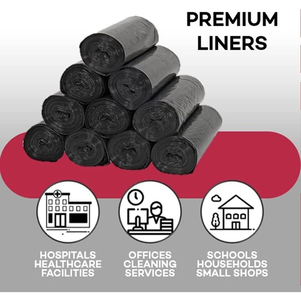 Dealmed 60 gal Trash Bags, 38 in x 58 in, 1.8 Mil, Black - 781157