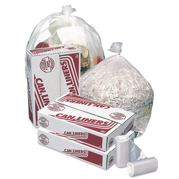 Pitt Plastics 30 gal Trash Bags, 30 in x 37 in, Medium-Duty, 10 microns, Natural, 500 PK - MR30371MC