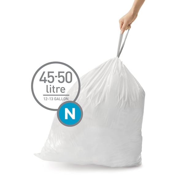 Simplehuman 40 - 50 L Trash bag liners, 1.18 mm, White - CW0275