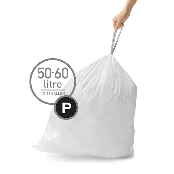 Simplehuman 13 gal - 16 gal Trash Bags, 9 in x 12 in, White - CW0274