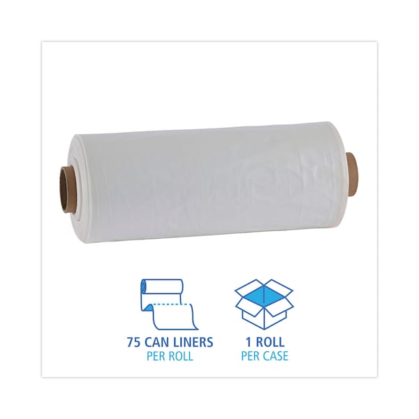 Boardwalk 60 gal Trash Bags, 38 in x 63 in, 1.8 mil, Clear, 75 PK - BWKD38633CL