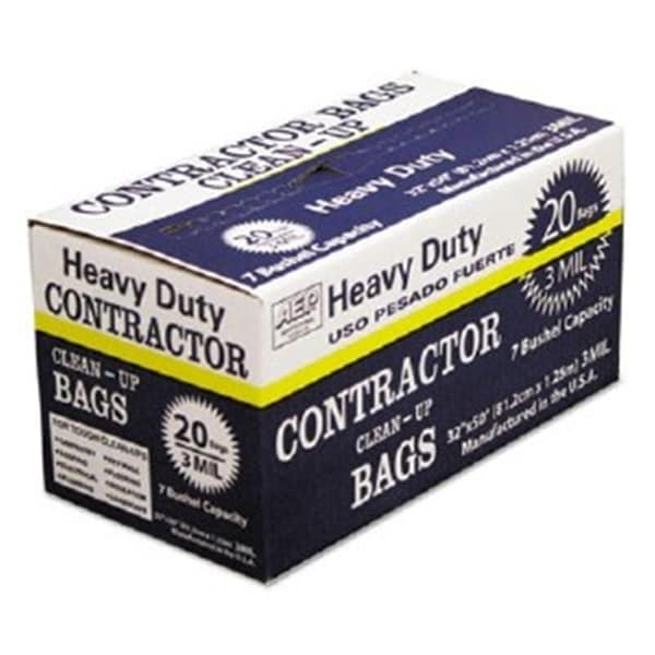 Webster Industries 32 x 50 in. Heavy-Duty Contractor Clean-up Bags - 55-60 gal, Black, 20PK - WBI0186470