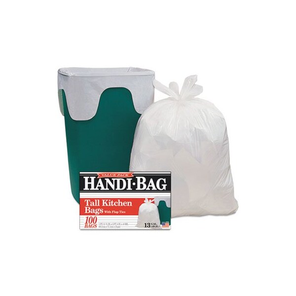 Webster Industries 13 gal Trash Bag, Small, 0.60 mil (15 Micron), White, 600 PK - HAB6FK100CT