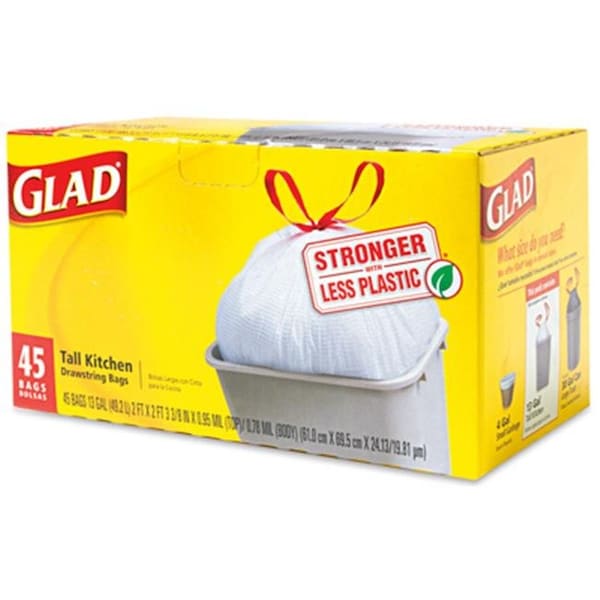 Glad Glad 78362 Tall Kitchen Trash Bag; 45 Count - 13 Gallon - 143956