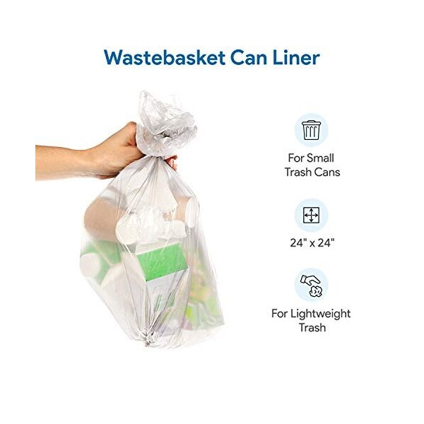 Proheal 7-10 Gal Clear Trash Bags -Small - Medium Garbage Can Liners-  8 Microns 20 Coreless Rolls, 1000PK - 016-LN122-1000CASE