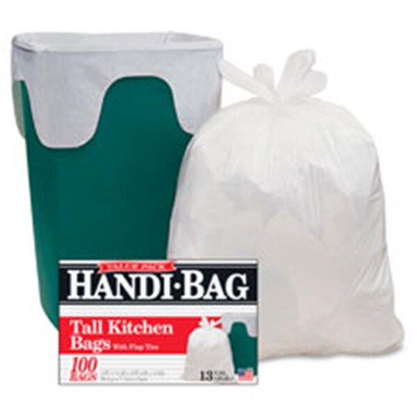 Webster WBIHAB6FK100CT Handi-Bag Flap Tie Tall Kitchen Bags - White - WEB HAB6FK100