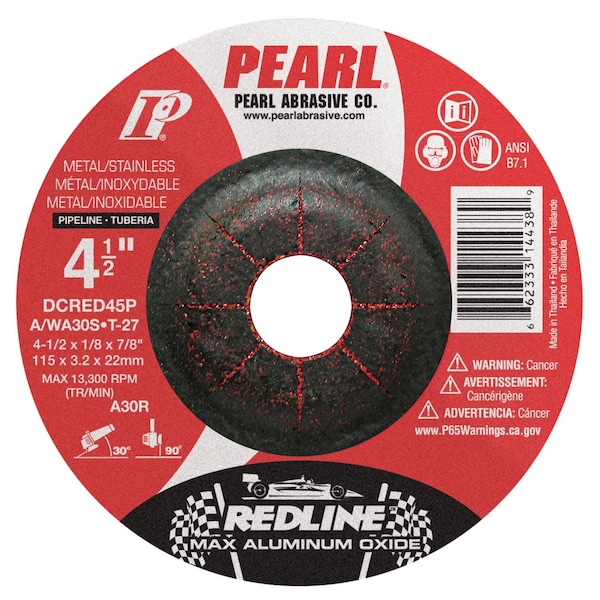 Rueda de rectificado Pearl Redline Max A.O. 4-1/2 x 1/4 x 5/8 A/WA30S T-27 Pipeline - DCRED45P