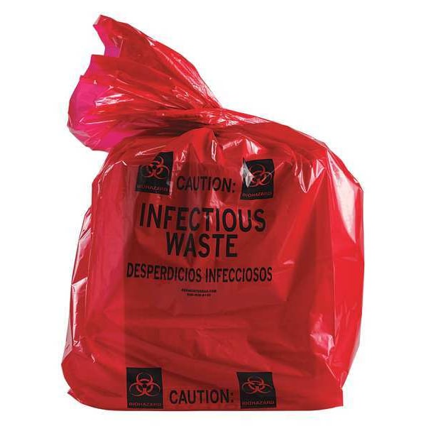 Brady 20 gal - 30 gal Trash Bags, 16 in x 36 in, Contractor, 3 mil, Red - ASB-3BAG