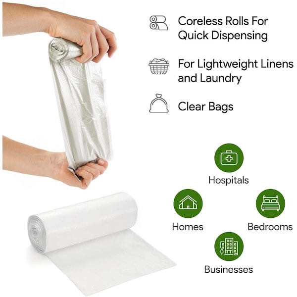 Proheal 40-45 Gal Clear Trash Bags - Large Garbage Can Liners -  19 Microns 6 Coreless Rolls, 150PK - 016-LN160-150CASE