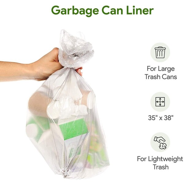 Proheal 40-45 Gal Clear Trash Bags - Large Garbage Can Liners -  19 Microns 6 Coreless Rolls, 150PK - 016-LN160-150CASE