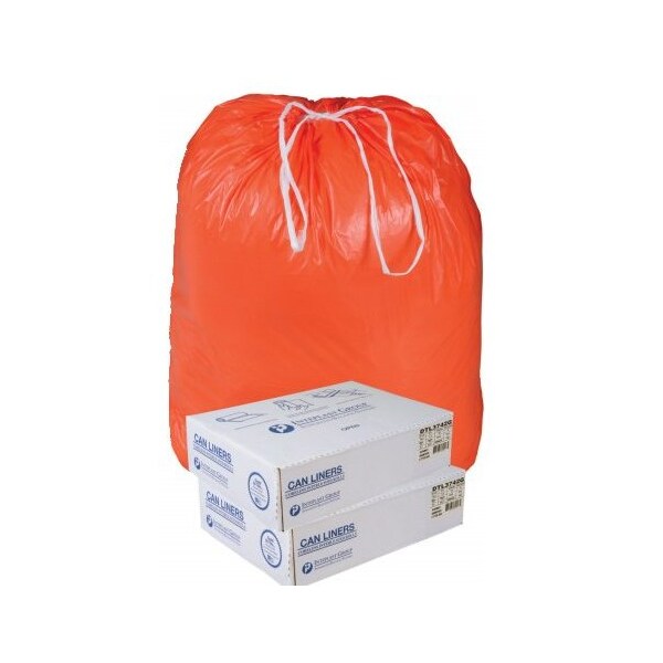 Inteplast Ibs IBS 37x42.5 1.5mil Orange 44 gal Draw Tape Liner Highway Litter, 5PK - DTL3742G