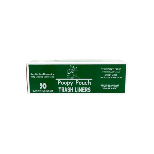 Crown Products Poopy Pouch 13 Gallon Trash Liners, 50 Bags/Box - PP-13 GAL-BAGS