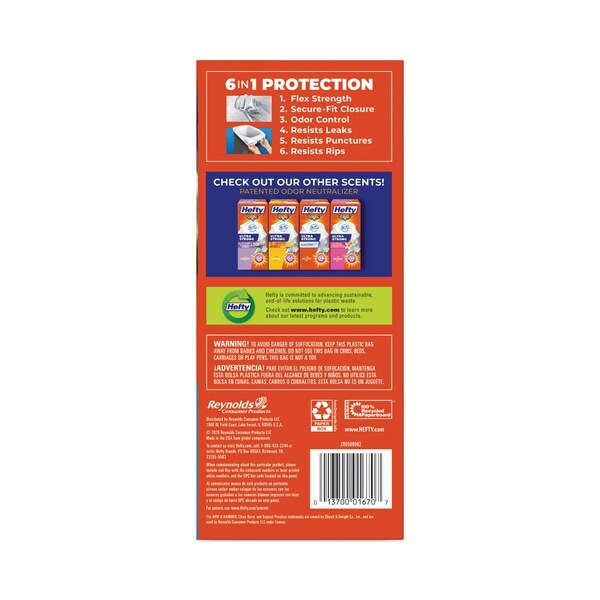 Hefty 13 gal Trash Bags, 23.75 in x 24.88 in, Extra Extra Heavy-Duty, .9 Mil, White, 80 PK - E88356