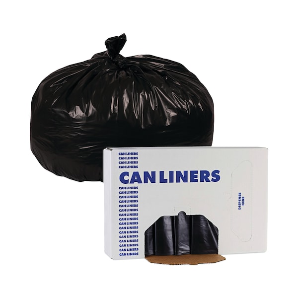 Boardwalk 56 gal Trash Bags, 43 in x 47 in, 1.7 mil, Black, 100 PK - H8647WKK