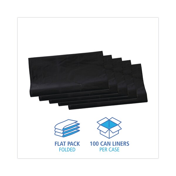 Boardwalk 56 gal Trash Bags, 43 in x 47 in, 1.7 mil, Black, 100 PK - H8647WKK