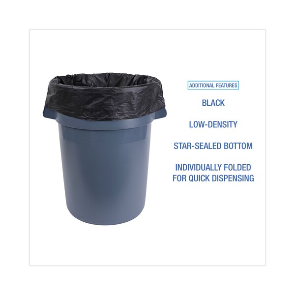 Boardwalk 56 gal Trash Bags, 43 in x 47 in, 1.7 mil, Black, 100 PK - H8647WKK