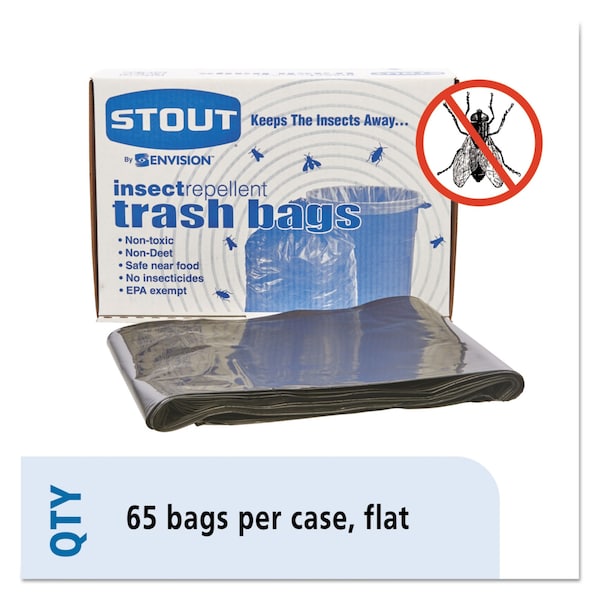 Stout 55 gal Trash Bags, 37 in x 52 in, Super Heavy-Duty, 2 mil, Black, 65 PK - P3752K20