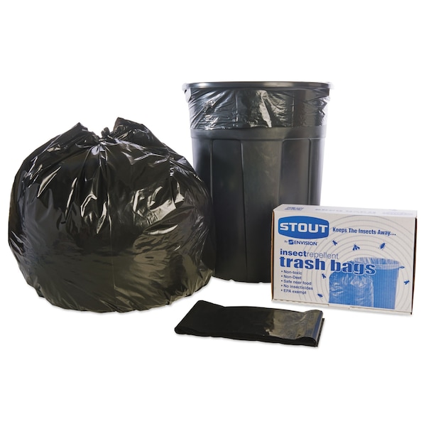 Stout 55 gal Trash Bags, 37 in x 52 in, Super Heavy-Duty, 2 mil, Black, 65 PK - P3752K20